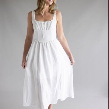 Square Neck Corset Midi Dress