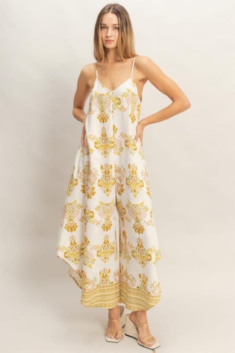 Floral Print Spaghetti Jumpsuit