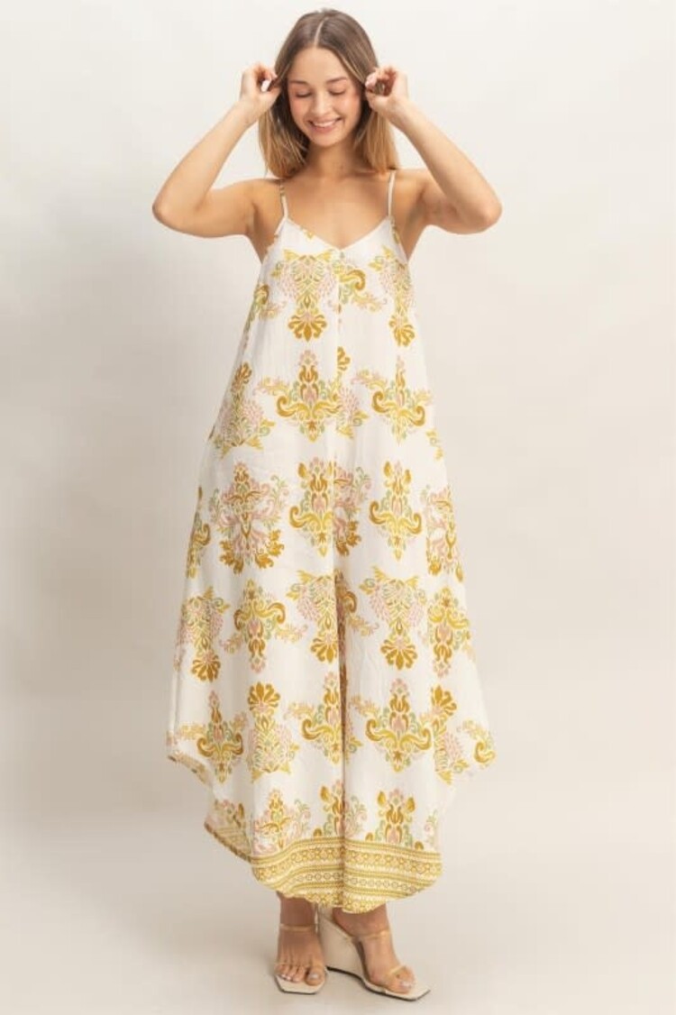 Floral Print Spaghetti Jumpsuit