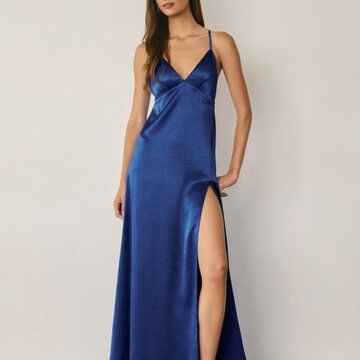 Dull Satin Plunging Maxi Dress