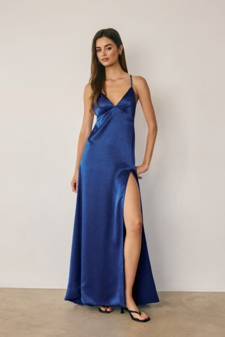 Dull Satin Plunging Maxi Dress