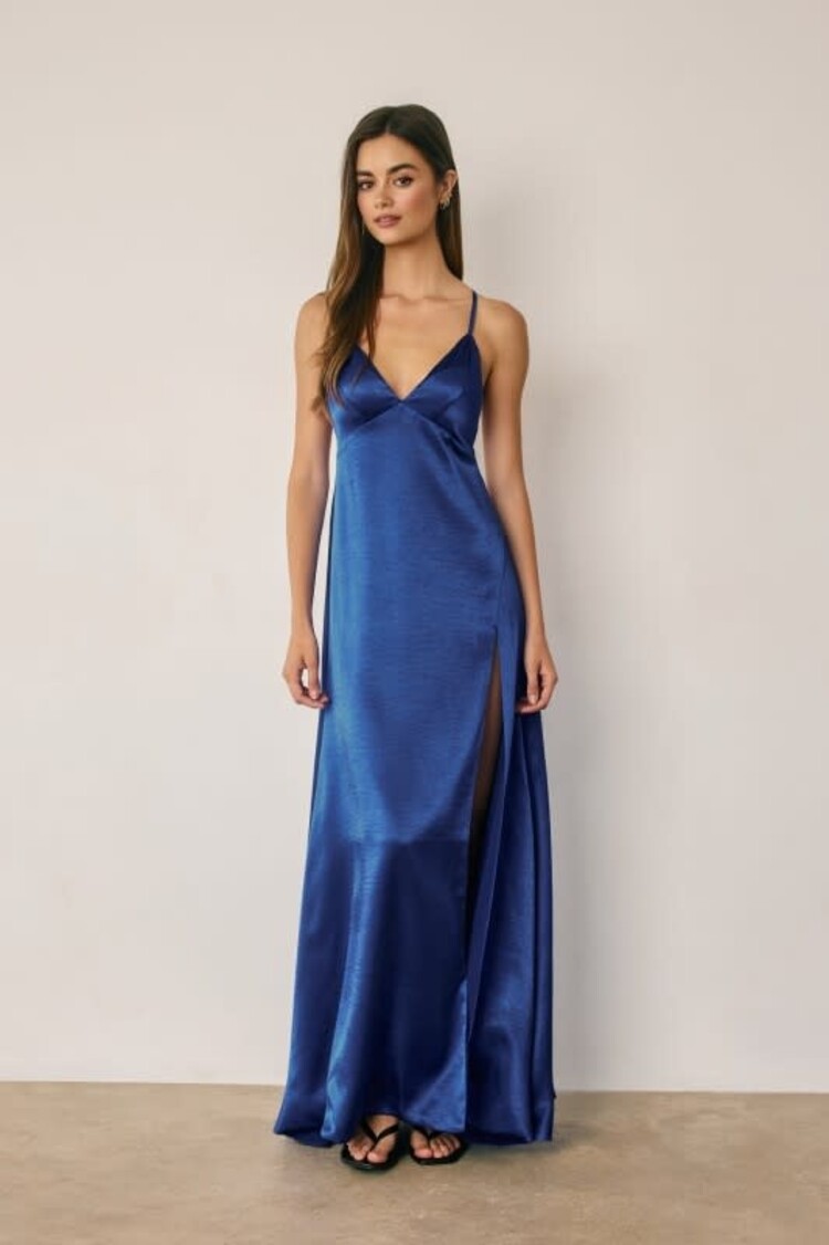Dull Satin Plunging Maxi Dress