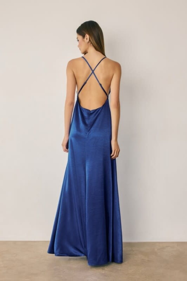 Dull Satin Plunging Maxi Dress