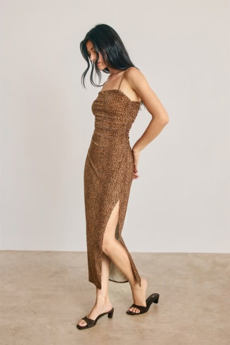 Mesh Ruched Midi Dress