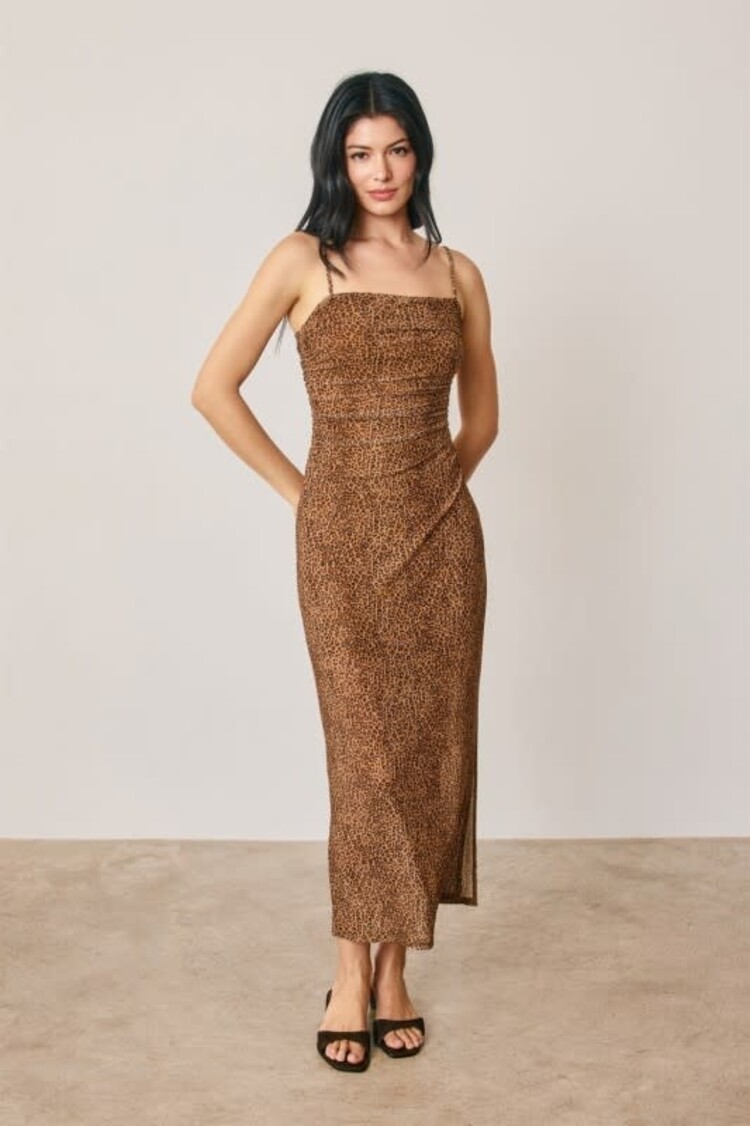 Mesh Ruched Midi Dress