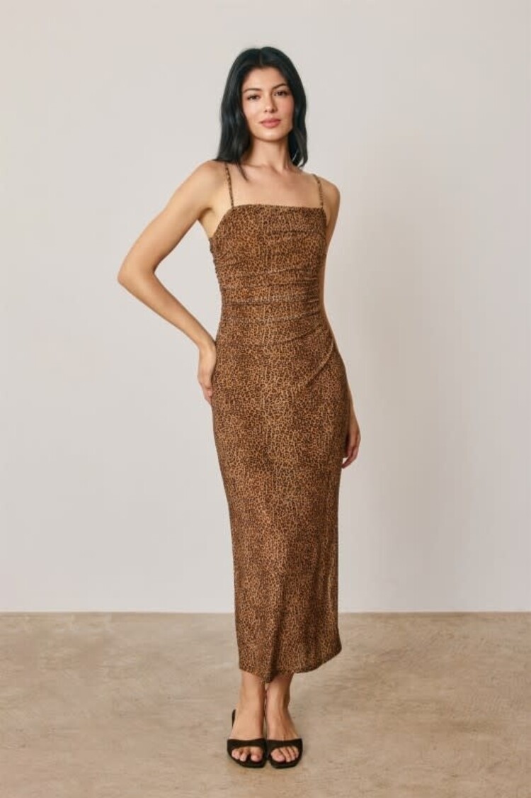 Mesh Ruched Midi Dress