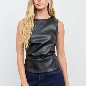 Faux Leather Ruched Top