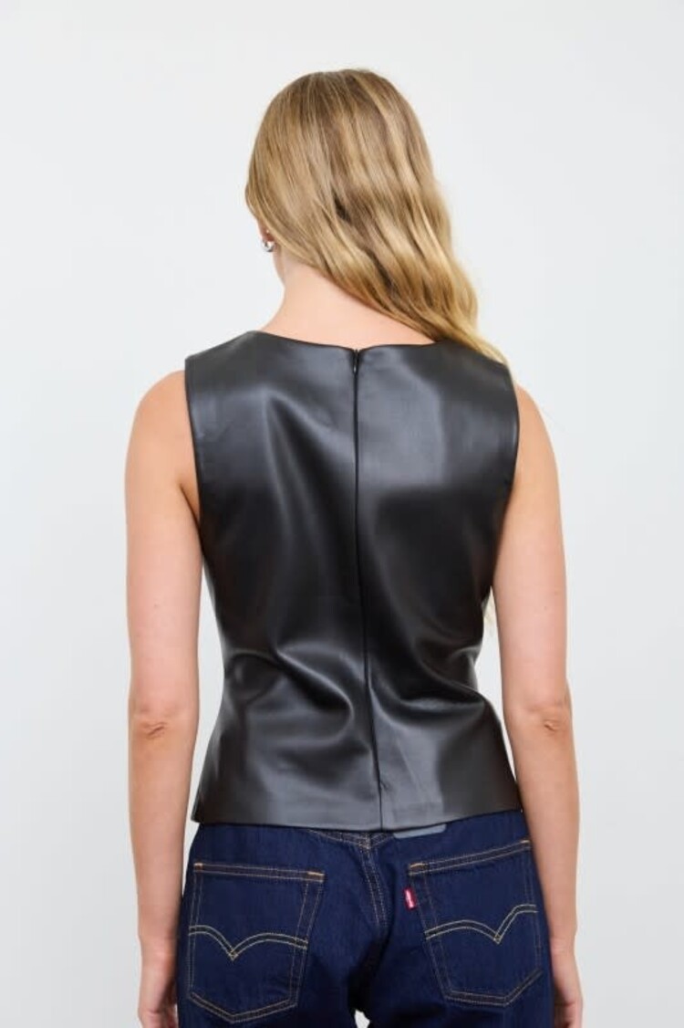 Faux Leather Ruched Top