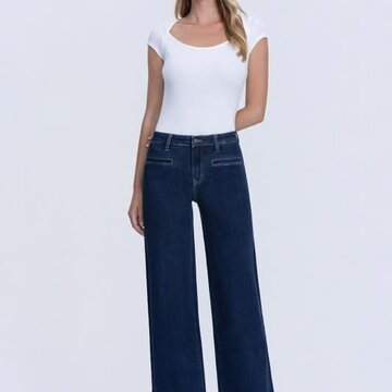 High Rise Wide Leg Denim Pants