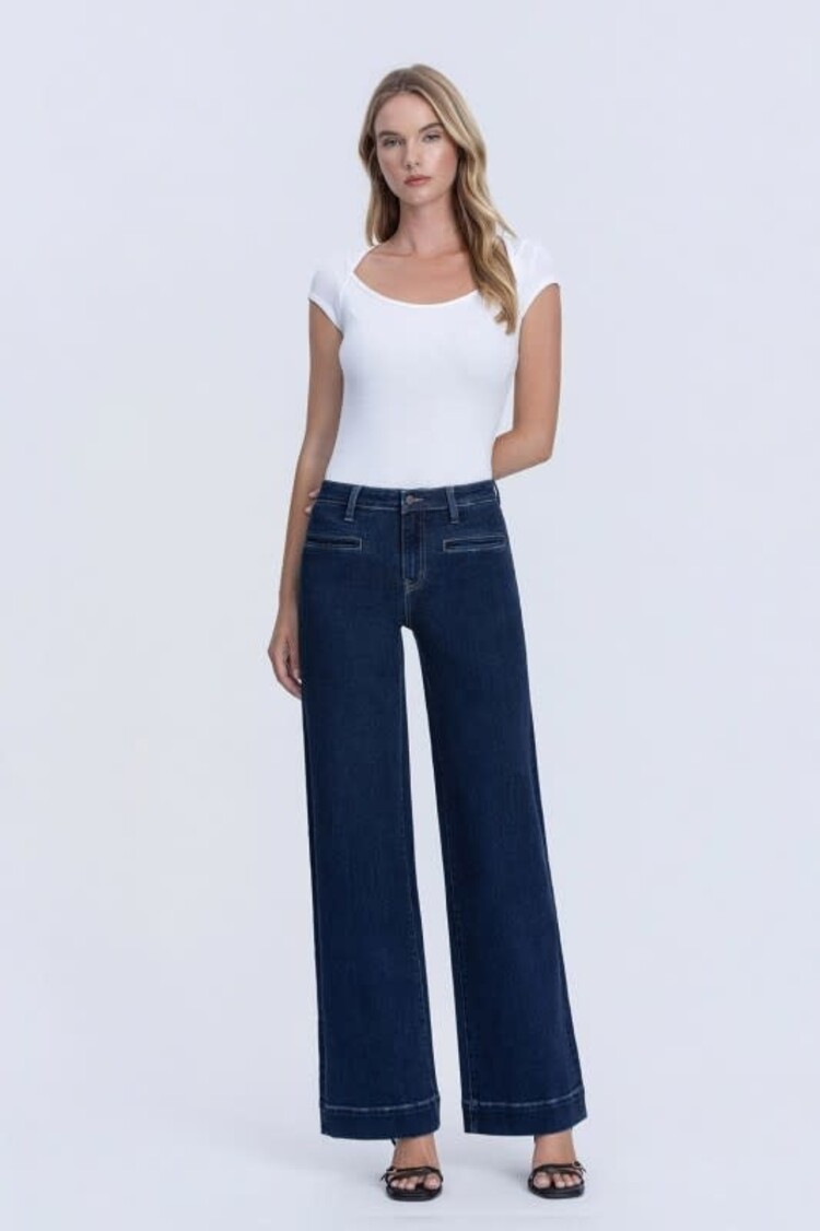 High Rise Wide Leg Denim Pants