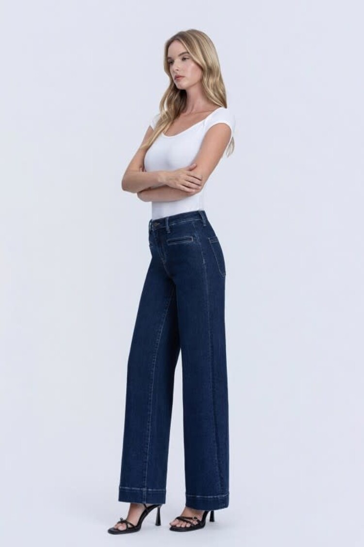 High Rise Wide Leg Denim Pants