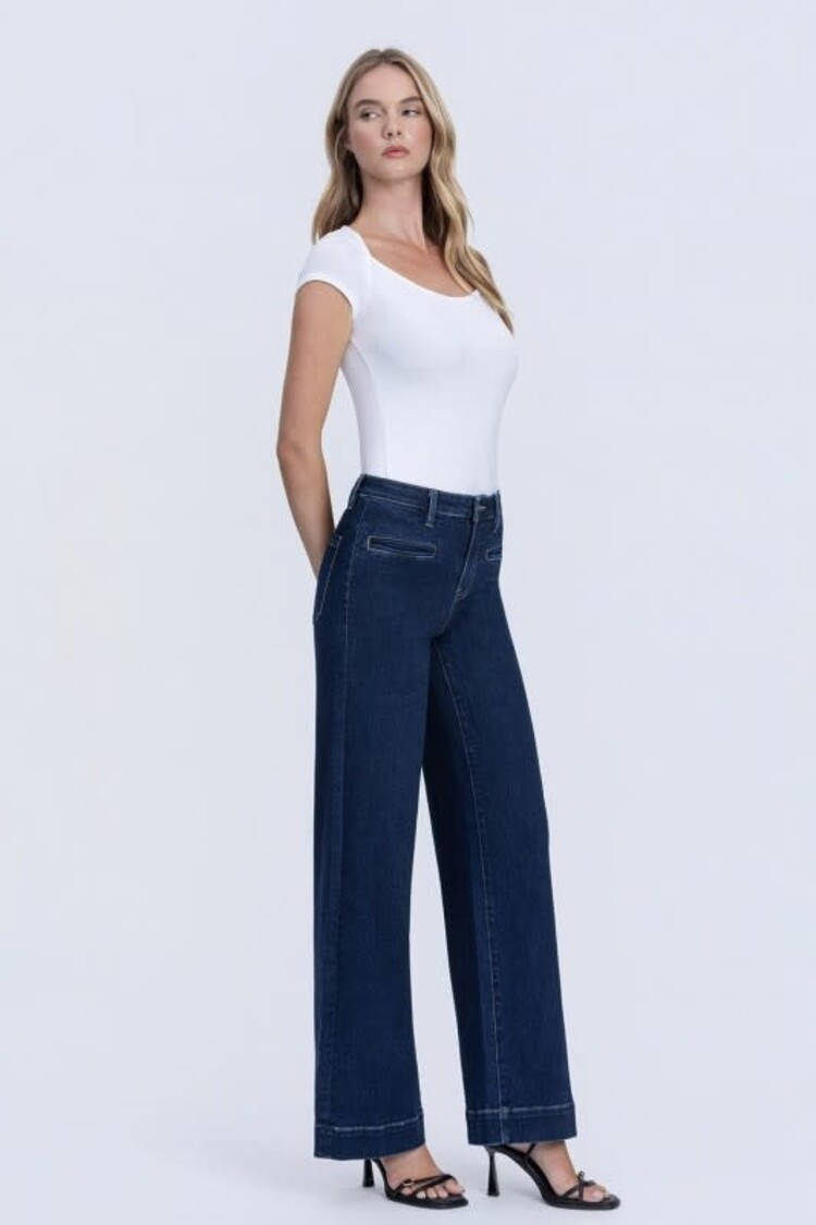 High Rise Wide Leg Denim Pants