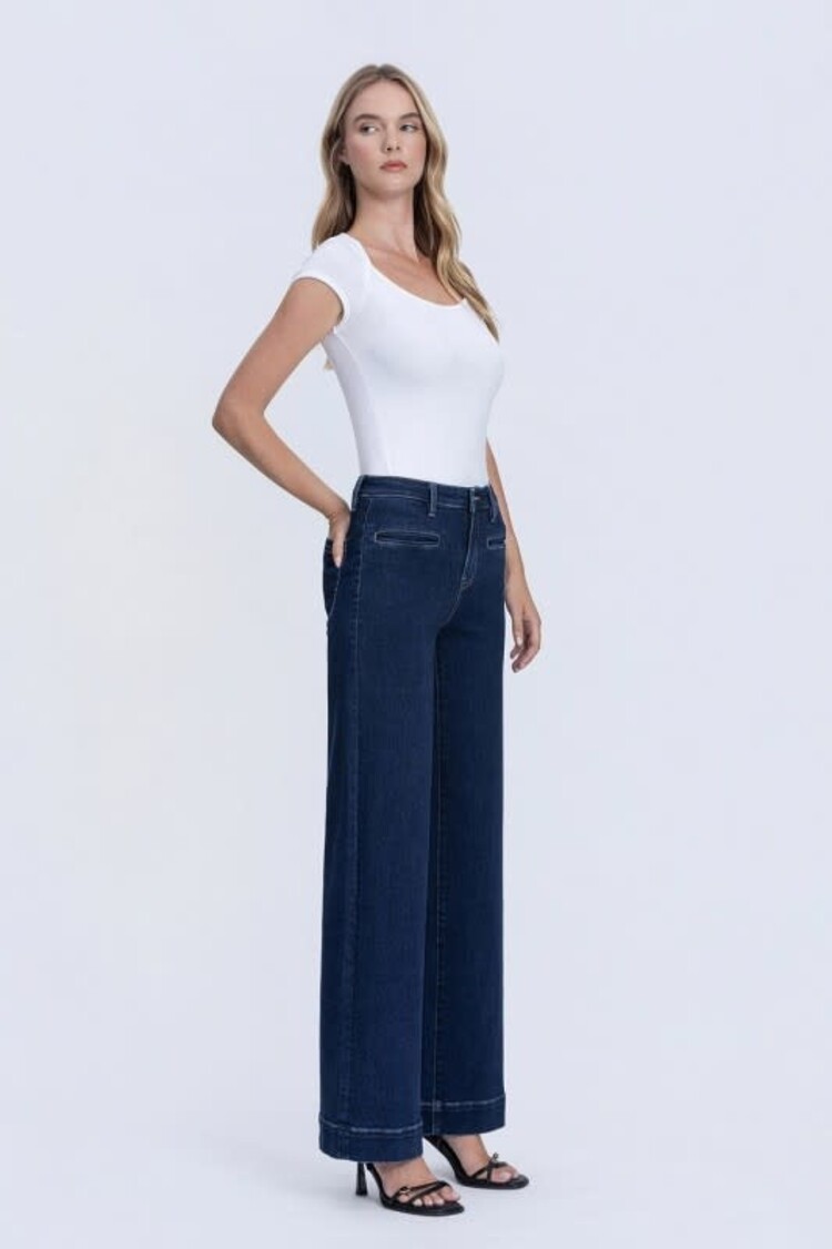 High Rise Wide Leg Denim Pants