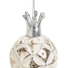Glass Crown Silver Ornament