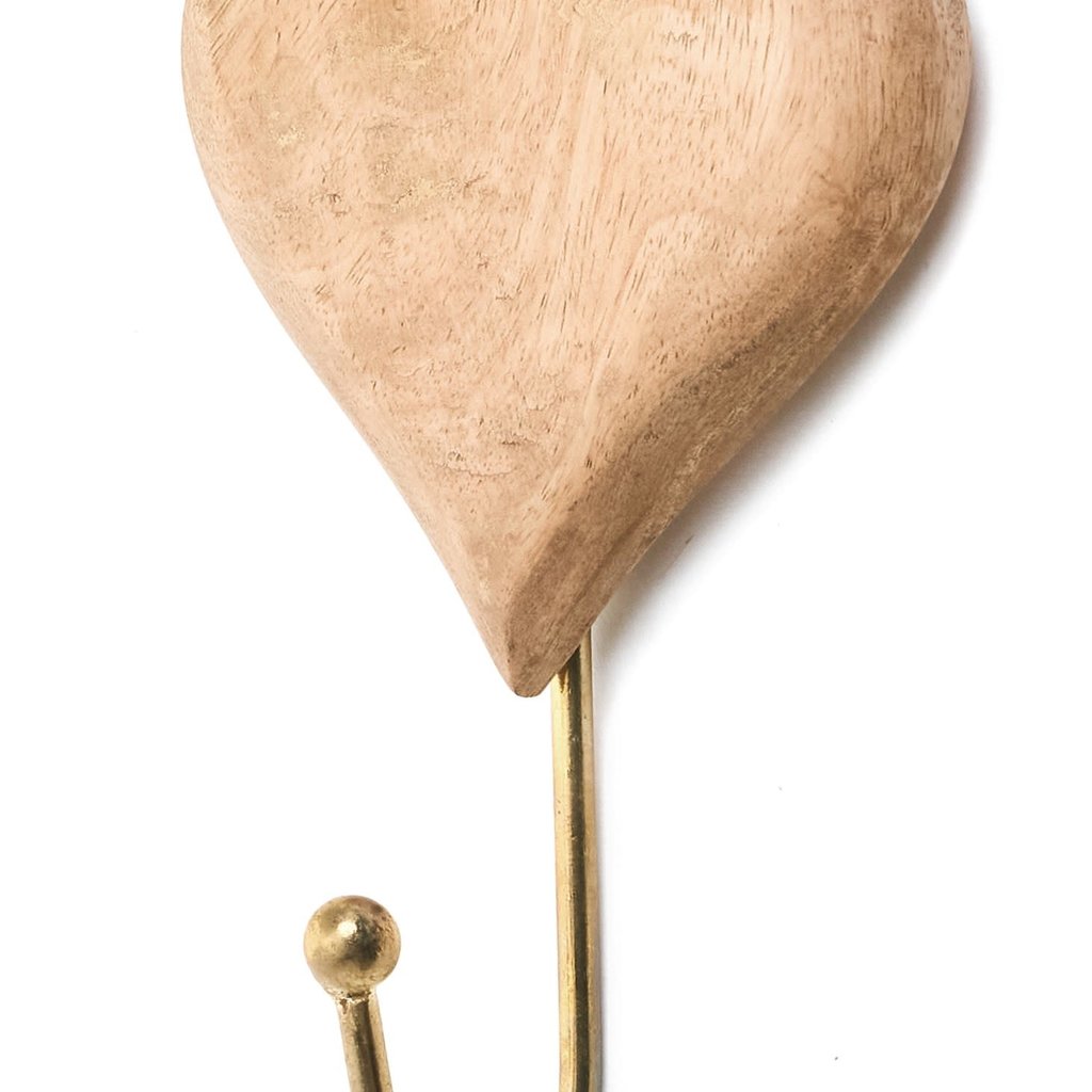 Wood/Gold Heart Hook