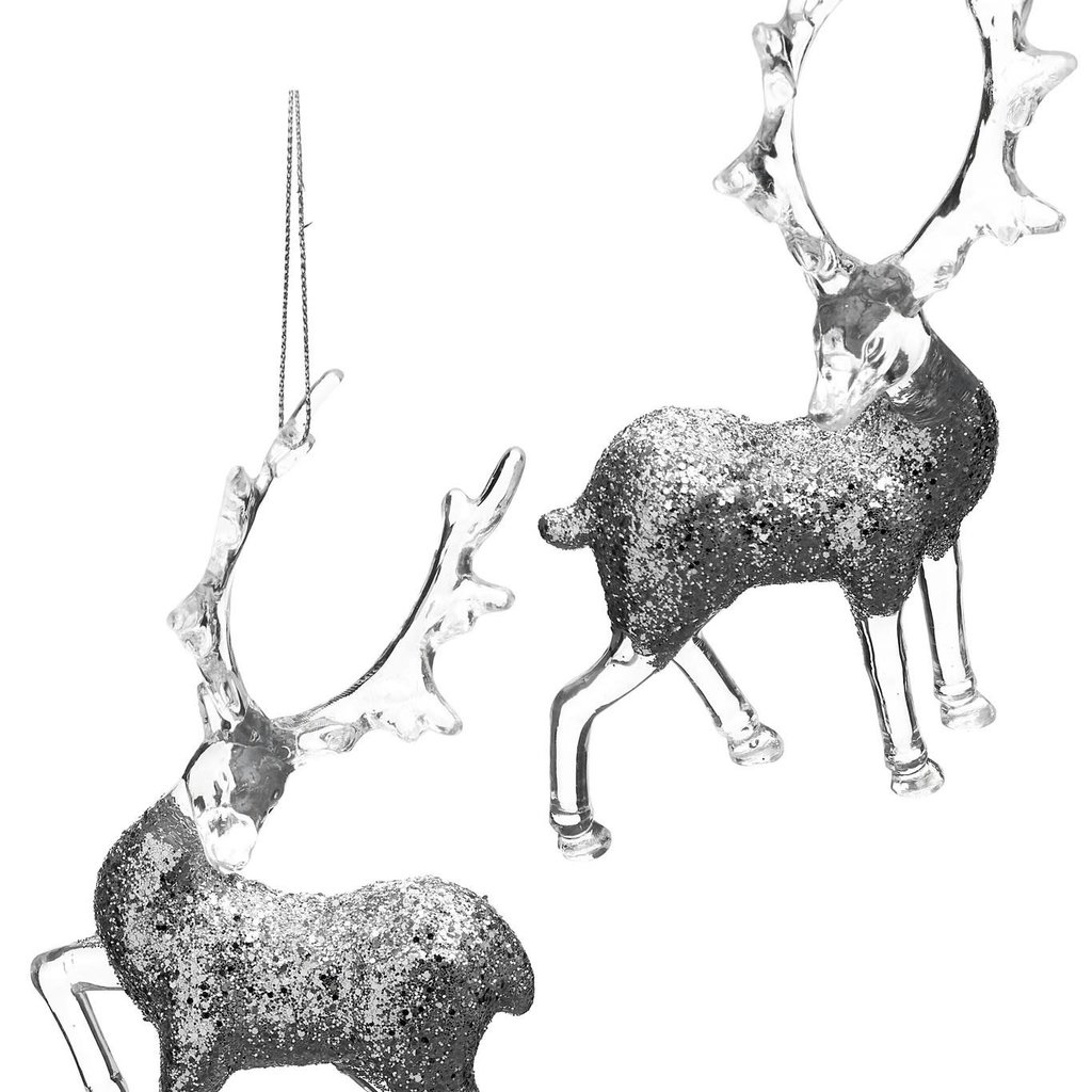 Silver Deer Ornament 6.5"