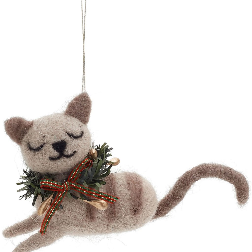 Wool Cat Ornament 3.5"