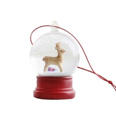 Deer Snow Globe Ornament Red