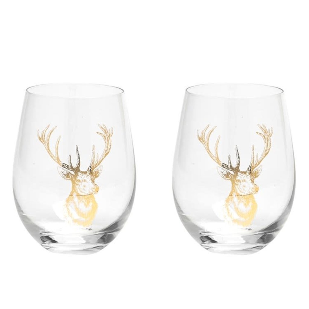 Stag Wine Glass Set Of 2 Gold
