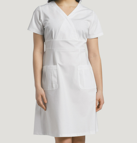 white nurses dresses Cherokee CK512A Women's Button Front Dress Resists wrinkles Stylish Nurse Pinning Ceremony Dresses