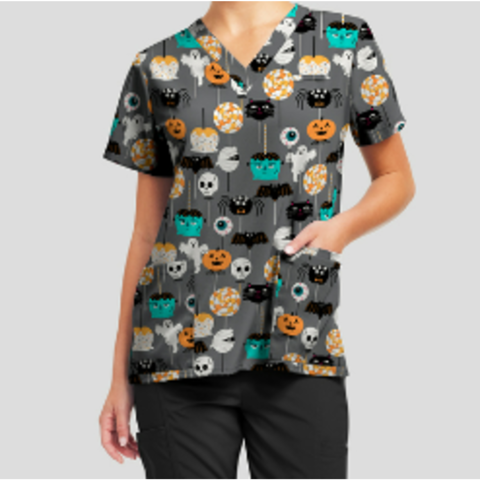 White Cross White Cross Scrub Top Spooky Lollipops 618SPLO