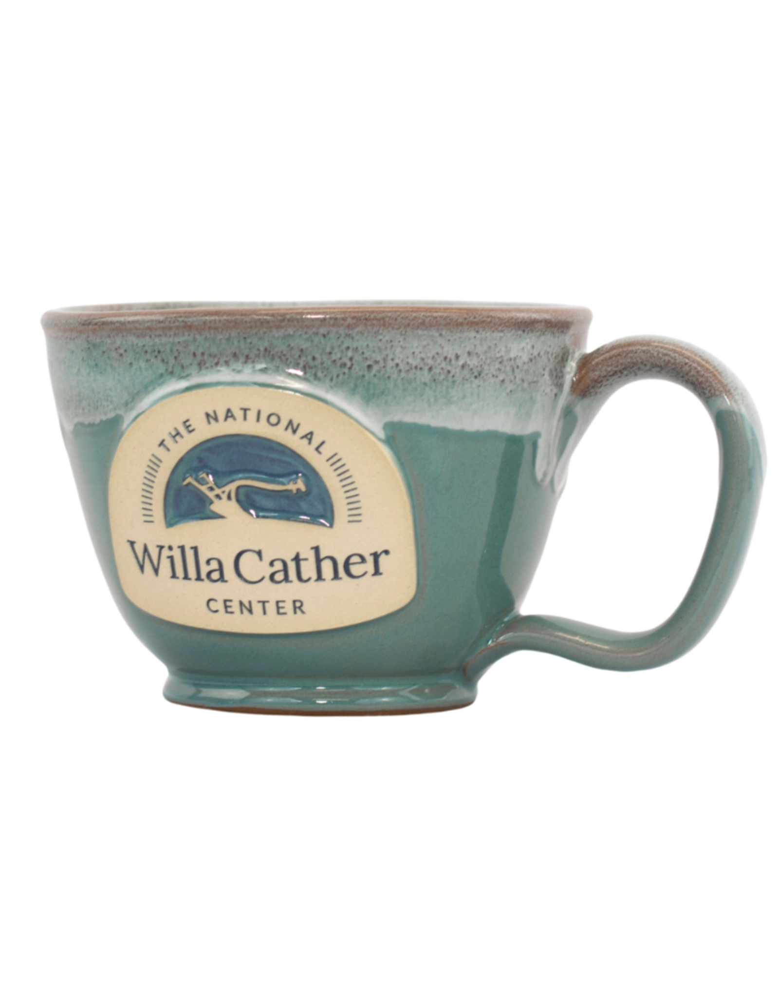 Deneen Pottery Latte Mug Seafoam w/ Rose & White Marble