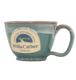 Deneen Pottery Latte Mug Seafoam w/ Rose & White Marble