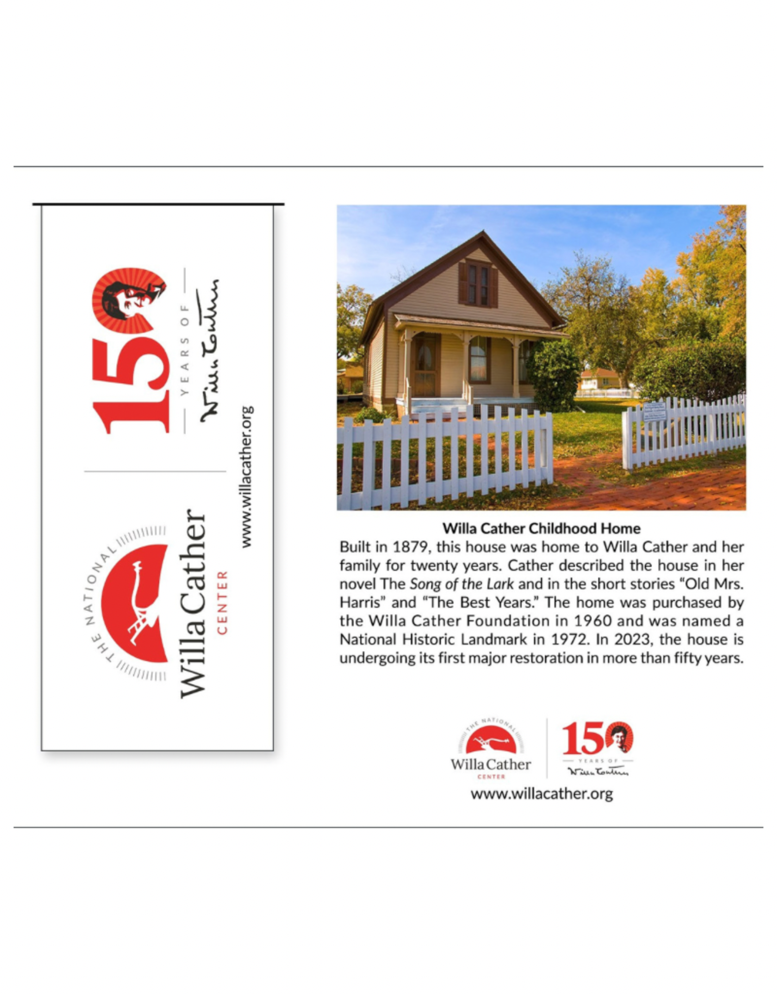 Willa Cather Childhood Home Bookmark and Magnet Set