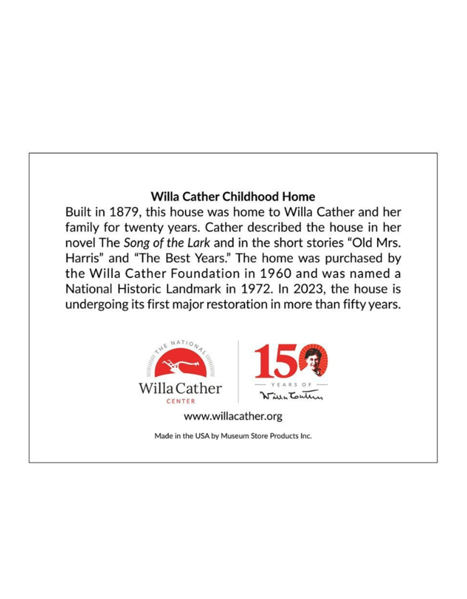 Willa Cather Childhood Home Poster