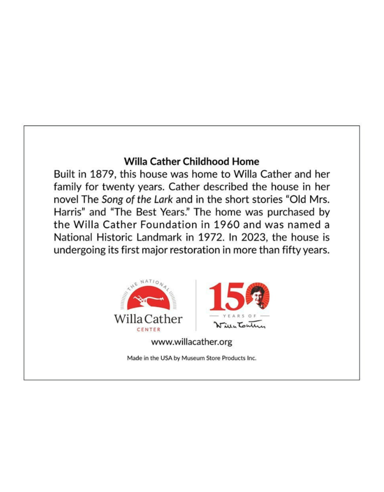 Willa Cather's Childhood Home Poster