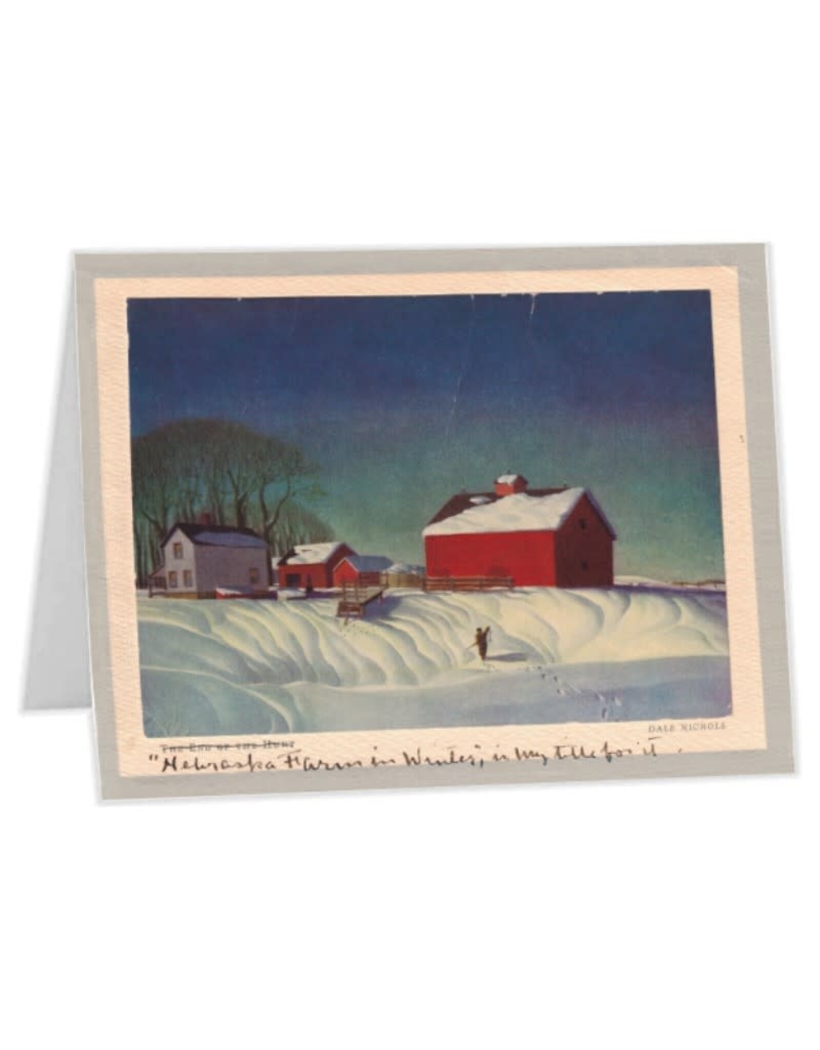 Set Nebraska Farm in Winter Holiday Card Set