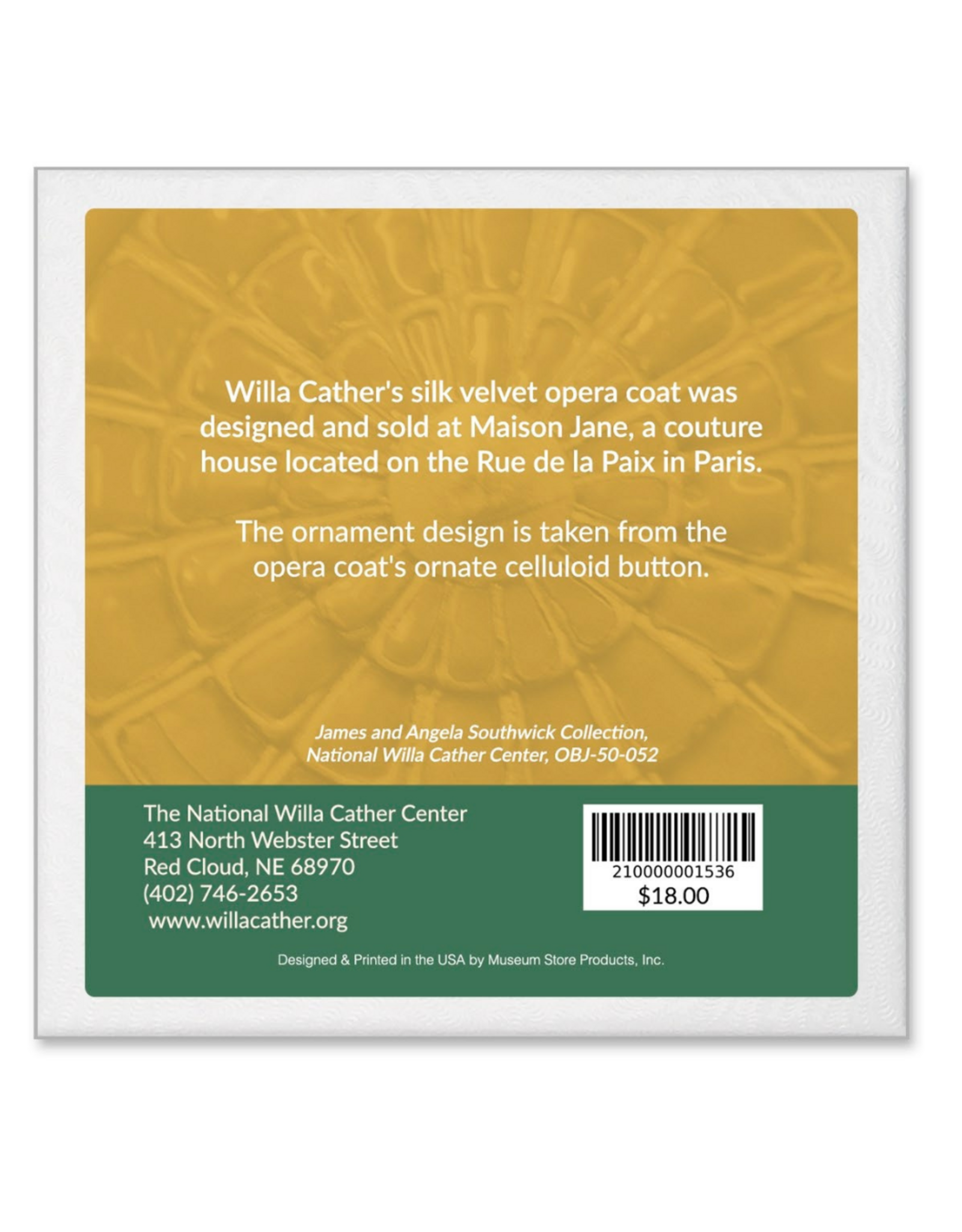 Ornament - Button from Cather's opera coat (2025)