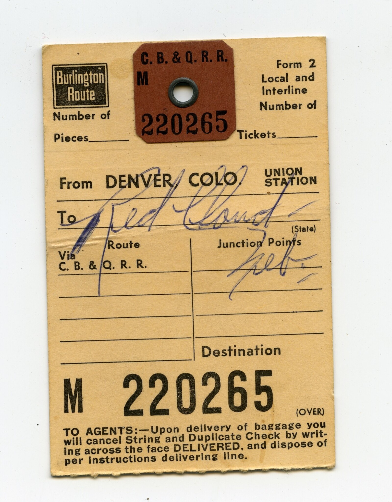 Luggage Tag - Burlington Route
