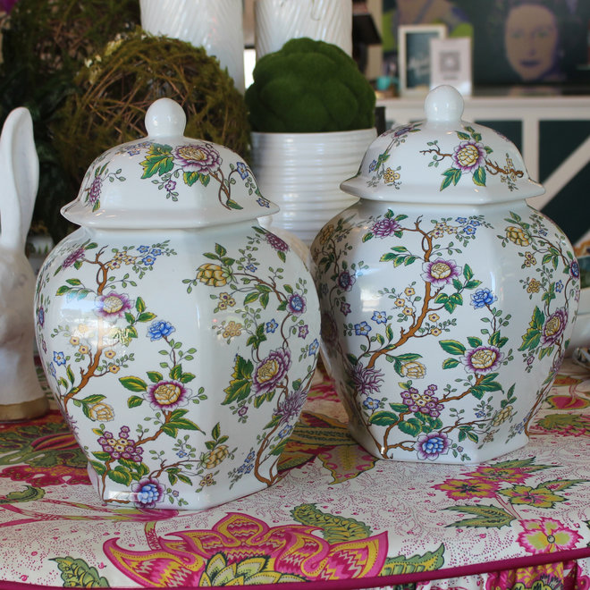 Floral Ginger Jars - Set of 2