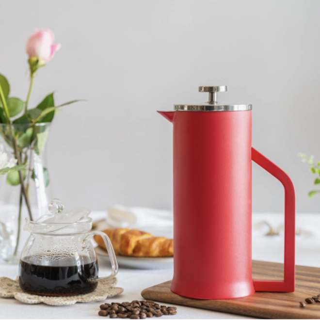 Stainless Steel French Press in Red or White