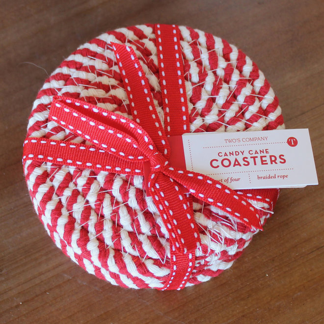 Holiday Candy Stripe Coasters - Set of 4