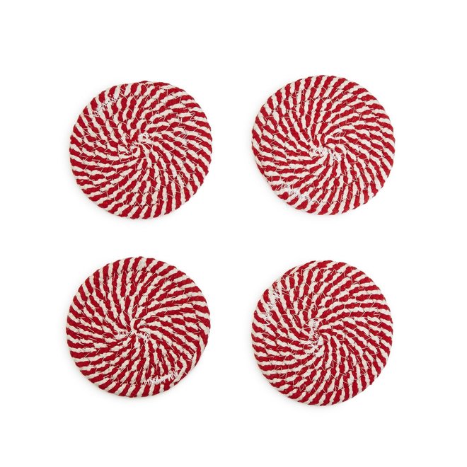 Holiday Candy Stripe Coasters - Set of 4