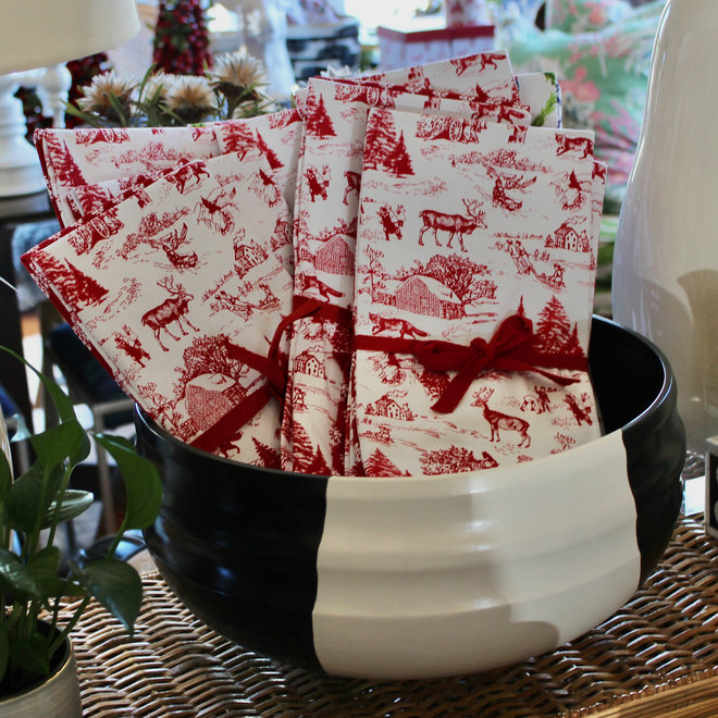 Winter Toile Dish Towels - Set of 2