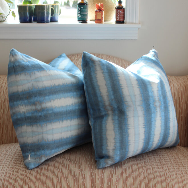 Annie Damphousse Pillows - Blue Stripes - Pair of Pillows