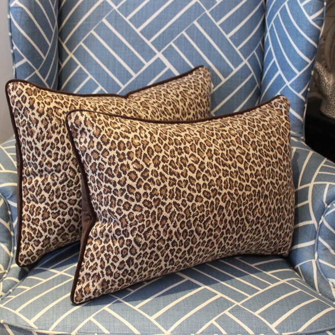 Pair of Lumbar Pillows in a Leopard Print