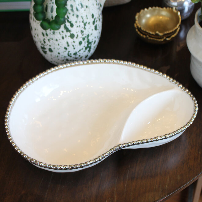 Two Section Serving Piece - White Porcelain
