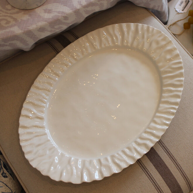 Large Porcelain Platter with Wavy Border