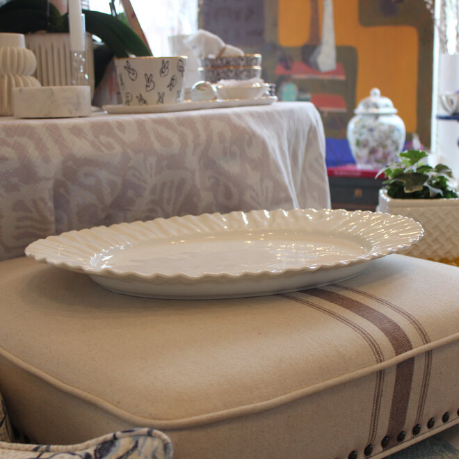Large Porcelain Platter with Wavy Border