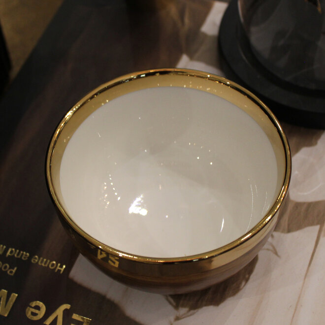 Porcelain Snack Bowl with Gold Rim