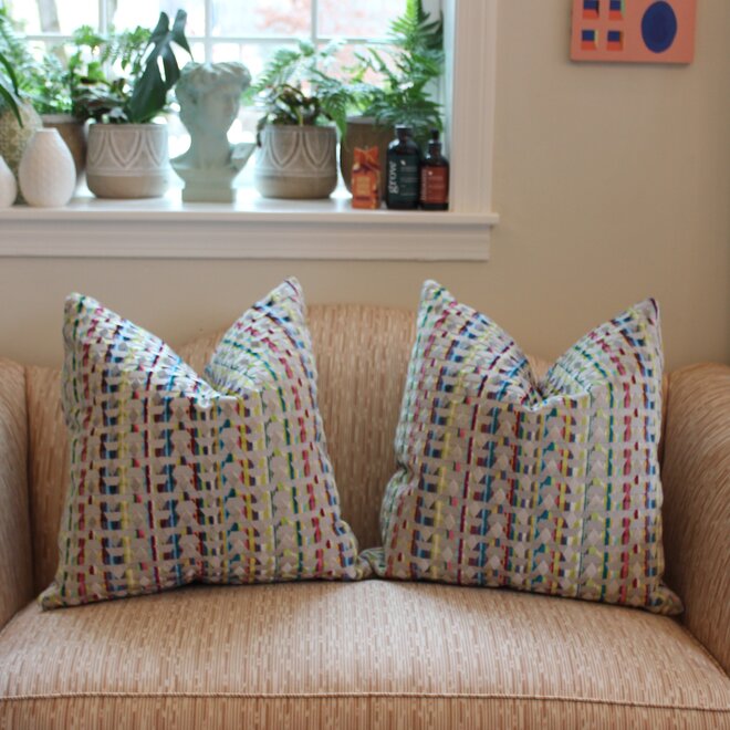 Pair of 22x22 Pillows in S. Harris Designer Velvet Fabric