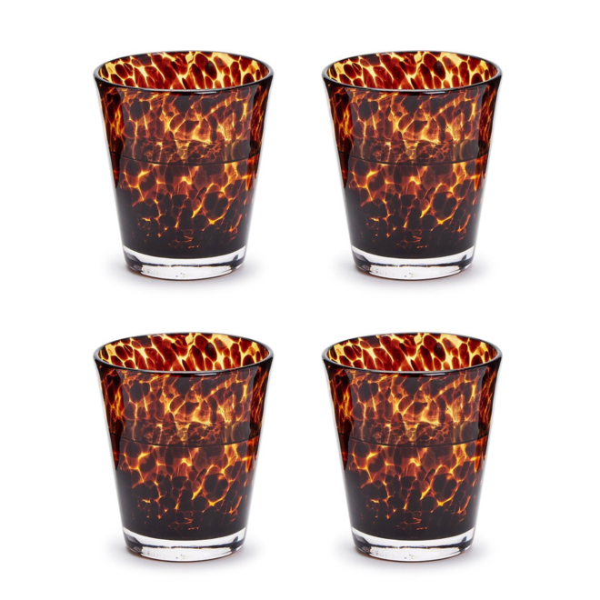 Set of 4 Tortoise Old Fashioned Glasses