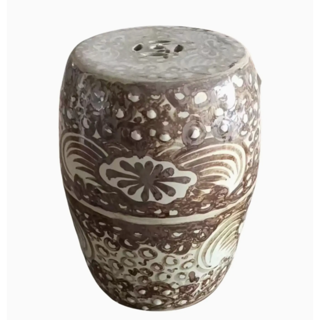 Rustic Brown Sea Flower Garden Stool