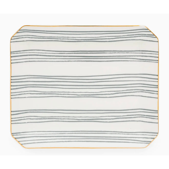 Large Trinket Tray - Dusty Blue Stripe