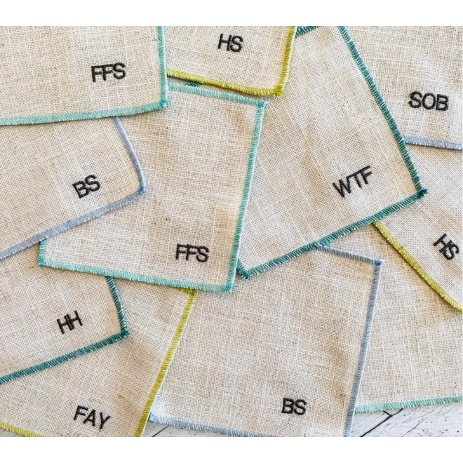 Set of 8 Sweary Cocktail Coasters/Napkins
