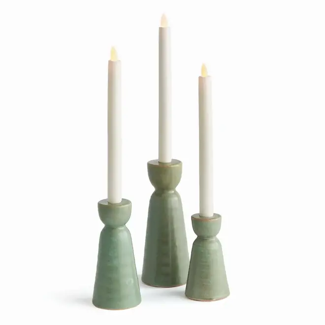Libbey Taper Holders Set of 3 - Green